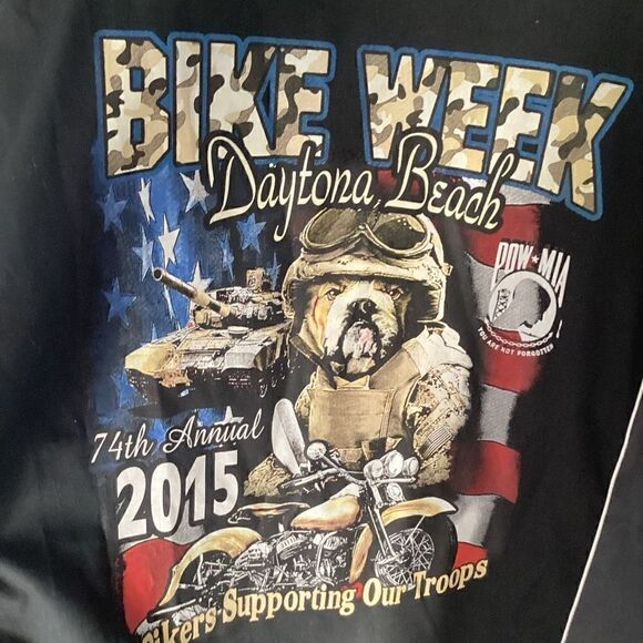Biker Wear Mens Bike Week Daytona Beach 2015 Button Down Shirt Sz L Supporting T - Picture 3 of 8